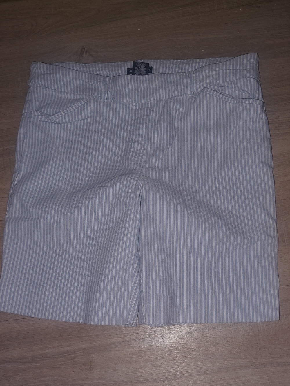 Hilary Radley Light Blue and White Striped Flat Front Shorts Sz XL